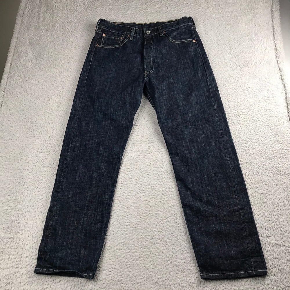 Levi 501XX Jeans Mens 34 (32x29) Dark Indigo Blue Straight Leg Button Fly Denim